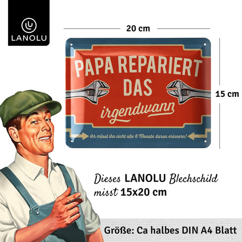 Blechschild Papa repariert das