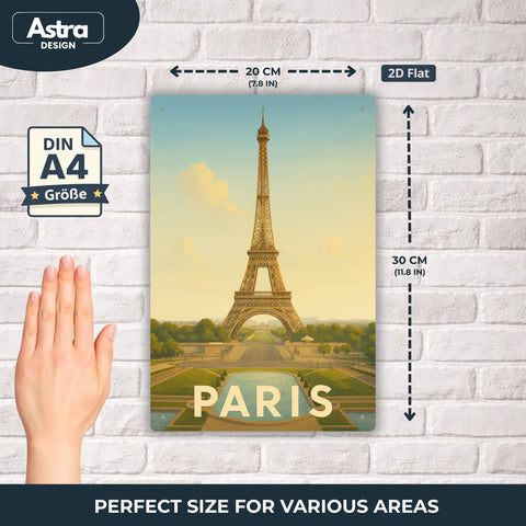 Blechschild 20x30cm – Paris Eiffelturm klassisches Stadtmotiv