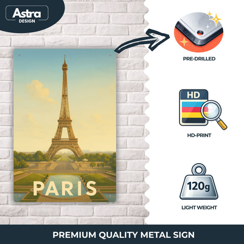 Blechschild 20x30cm – Paris Eiffelturm klassisches Stadtmotiv
