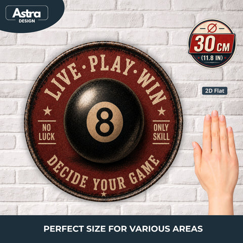 Blechschild Rund 30cm – Billard 8 Ball Pool Deko Spielzimmer Retro Schild