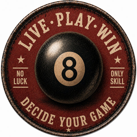 Blechschild Rund 30cm – Billard 8 Ball Pool Deko Spielzimmer Retro Schild