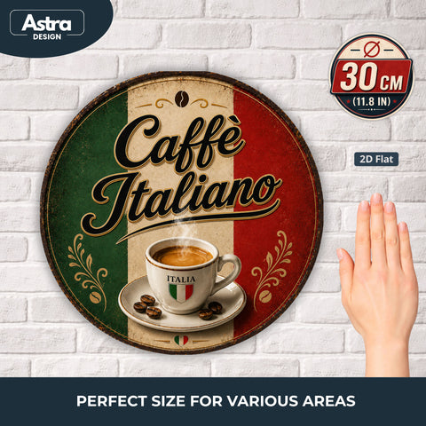 Blechschild Rund 30cm – Caffè Italiano Espresso Kaffee Vintage Deko