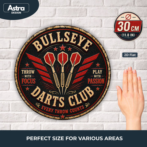 Blechschild Rund 30cm – Darts Club Retro Dartscheibe Steeldart Bar Deko