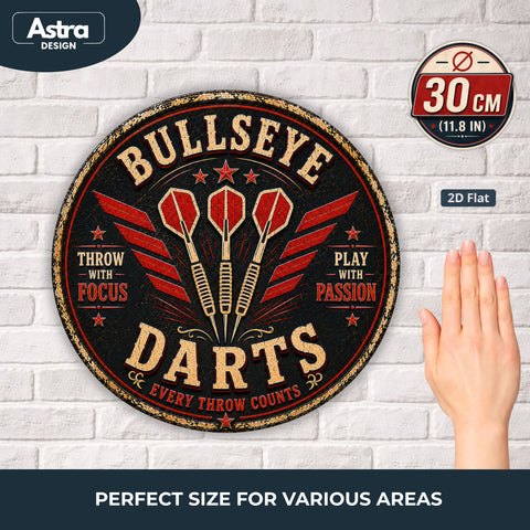 Blechschild Rund 30cm – Darts Club Retro Dartscheibe Steeldart Bar Deko
