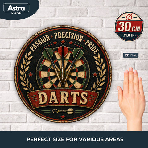 Blechschild Rund 30cm – Dartscheibe Darts Retro Sport Deko für Dartfans