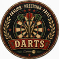 Blechschild Rund 30cm – Dartscheibe Darts Retro Sport Deko für Dartfans