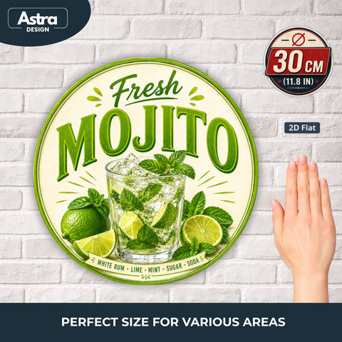 Blechschild Rund 30cm – Fresh Mojito Cocktail Sommer Bar Deko