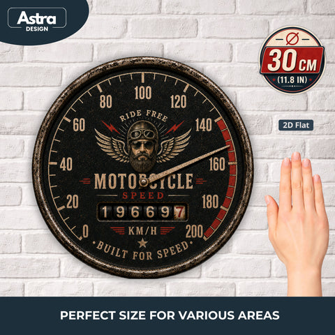 Blechschild Rund 30cm – Motorcycle Speed Motorrad Tacho Biker Retro Deko