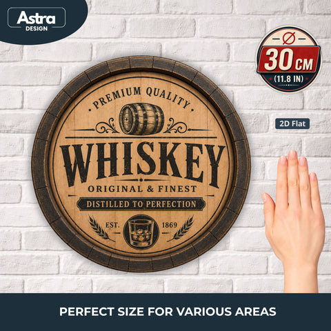 Blechschild Rund 30cm – Whiskey Fass Vintage Bar Pub Retro Deko