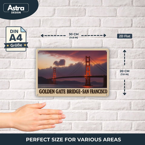 Blechschild 20x30cm – Golden Gate Bridge San Francisco USA Motiv