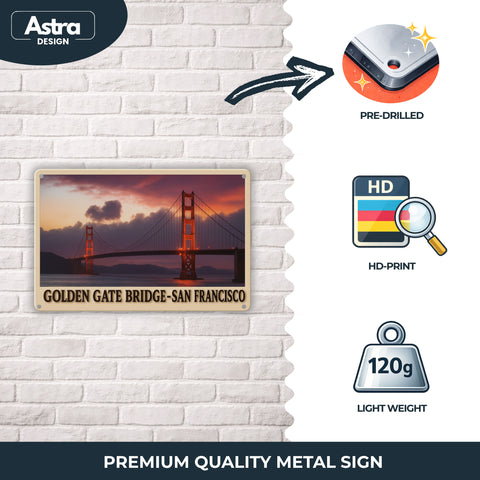 Blechschild 20x30cm – Golden Gate Bridge San Francisco USA Motiv