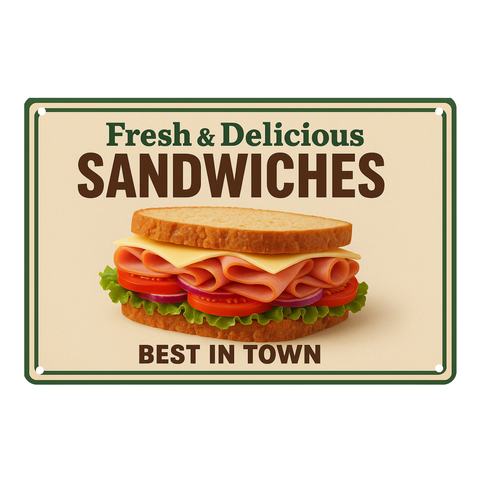 Blechschild Fresh and Delicious Sandwich