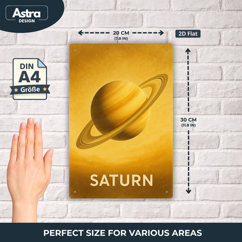 Blechschild 20x30cm – Saturn Planet Retro Weltraum Wanddeko