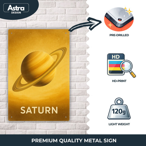 Blechschild 20x30cm – Saturn Planet Retro Weltraum Wanddeko