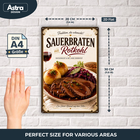 Blechschild 20x30cm – Sauerbraten mit Rotkohl