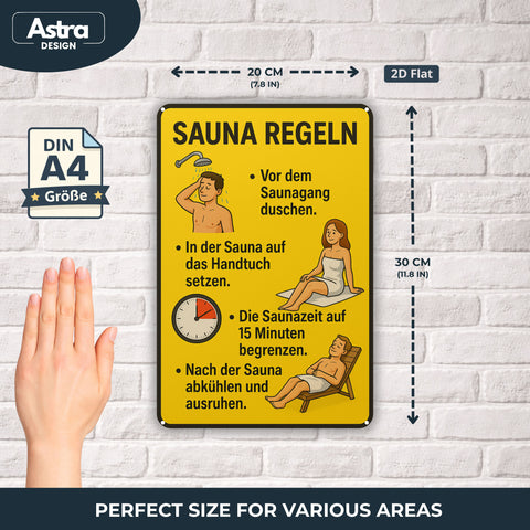 Blechschild 20x30cm – Sauna Regeln