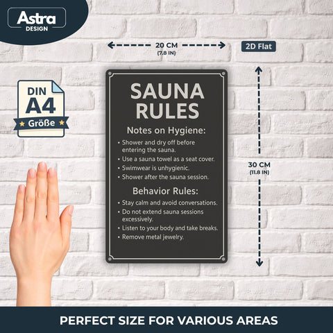 Blechschild 20x30cm – Sauna Rules