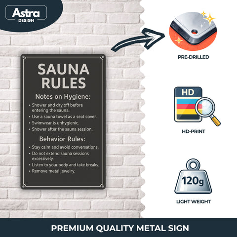 Blechschild 20x30cm – Sauna Rules