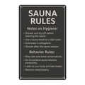 Blechschild Sauna Rules