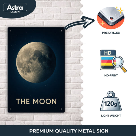Blechschild 20x30cm – The Moon Mondmotiv Retro Weltraum Wanddeko
