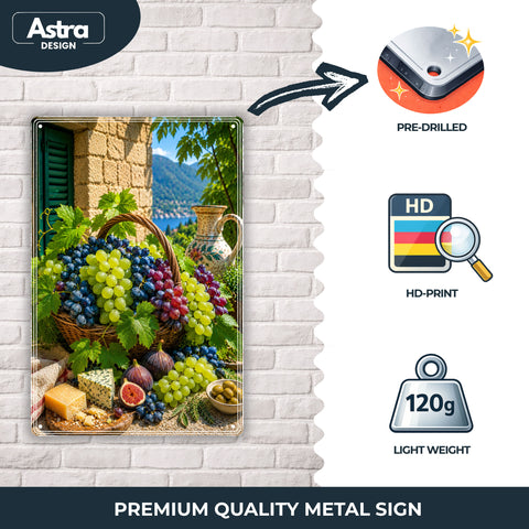 Blechschild 20x30cm – Mediterrane Trauben Weintrauben Italien Landhausstil