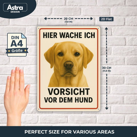 Blechschild 20x30cm – Hier wache ich Golden Retriever