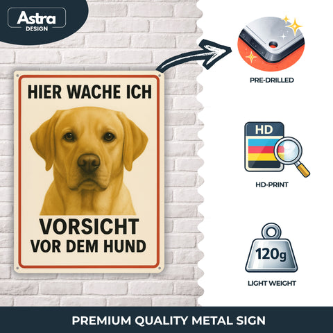 Blechschild 20x30cm – Hier wache ich Golden Retriever