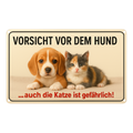 Blechschild Vorsicht Hund und Katze