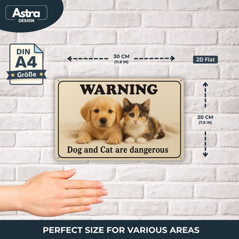 Blechschild 20x30cm – Warning Dog and Cat are dangerous