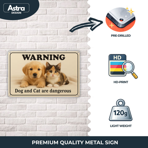 Blechschild 20x30cm – Warning Dog and Cat are dangerous