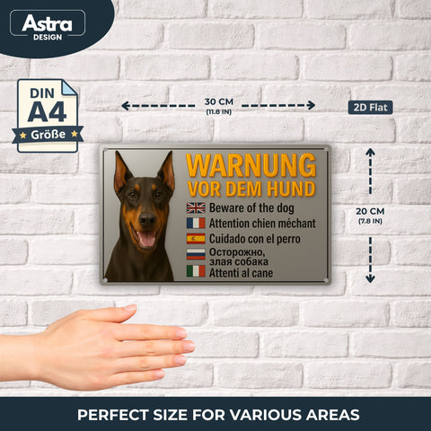 Blechschild 20x30cm – Warnung vor dem Hund mehrsprachig