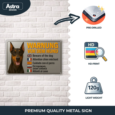 Blechschild 20x30cm – Warnung vor dem Hund mehrsprachig