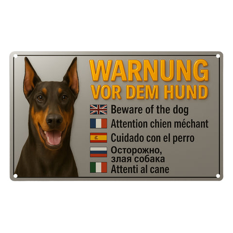 Blechschild 20x30cm – Warnung vor dem Hund mehrsprachig