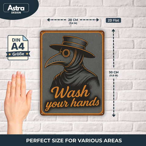 Blechschild 20x30cm – Wash your hands