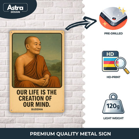Buddha Zitat Creation of Mind Blechschild - 20x30cm