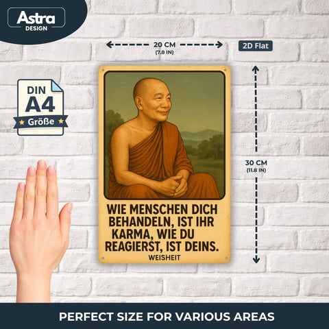 Buddha Zitat Karma Blechschild - 20x30cm