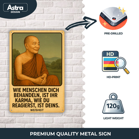 Buddha Zitat Karma Blechschild - 20x30cm