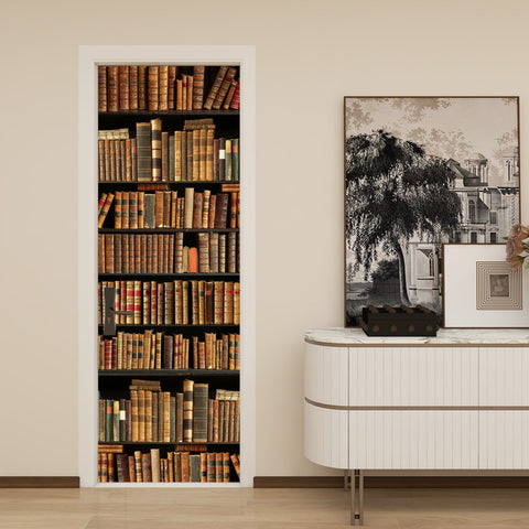Bücherregal Tür Tapete