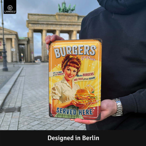 Blechschild Burgers and Fries