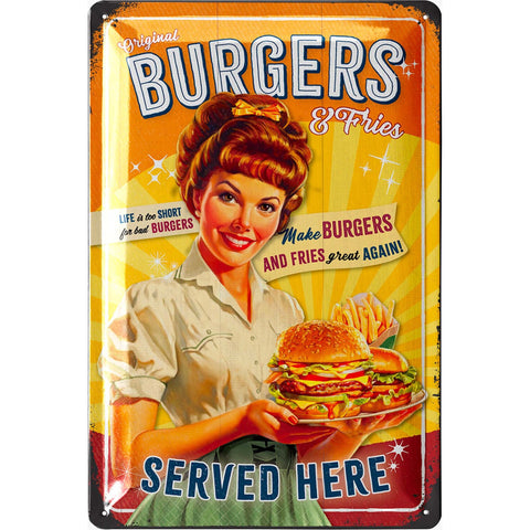 Blechschild Burgers and Fries
