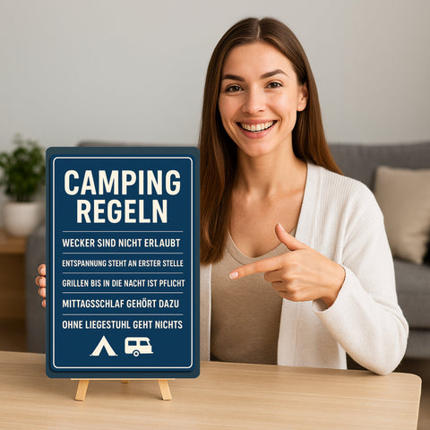 Camping Regeln Blechschild
