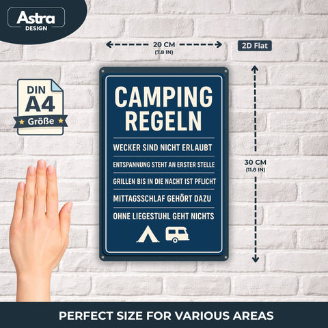 Camping Regeln Blechschild - 20x30cm