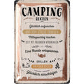 Blechschild Regeln für Camping