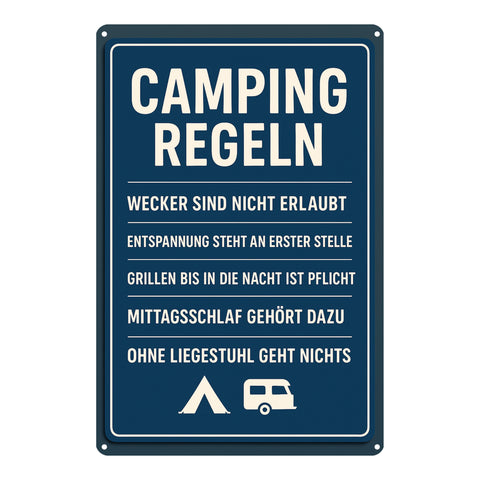 Camping Regeln Blechschild