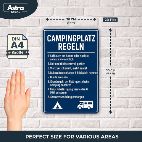 Campingplatz Regeln Blechschild - 20x30cm