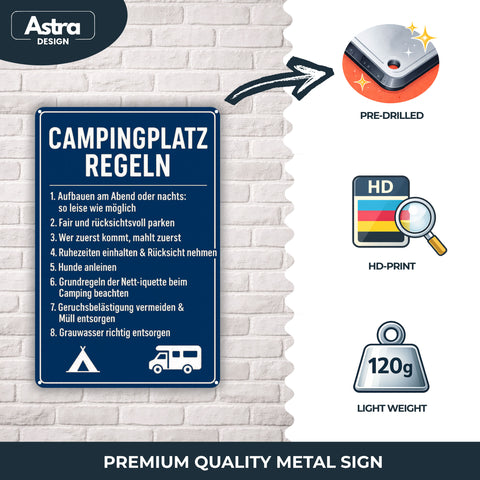 Campingplatz Regeln Blechschild - 20x30cm
