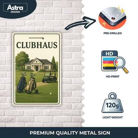 Clubhaus Golfplatz Blechschild - 20x30cm