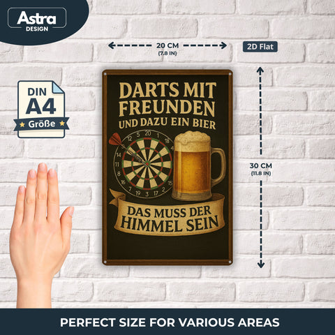 Darts mit Freunden & ein Bier - 20x30cm