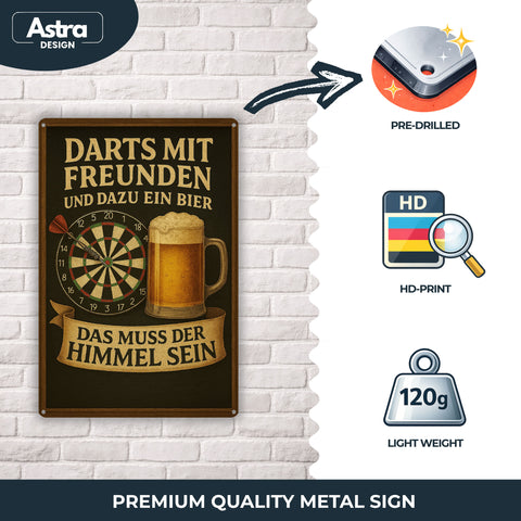 Darts mit Freunden & ein Bier - 20x30cm