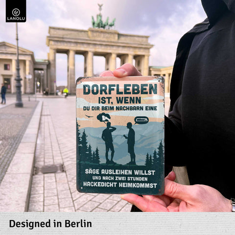 Blechschild Dorfleben